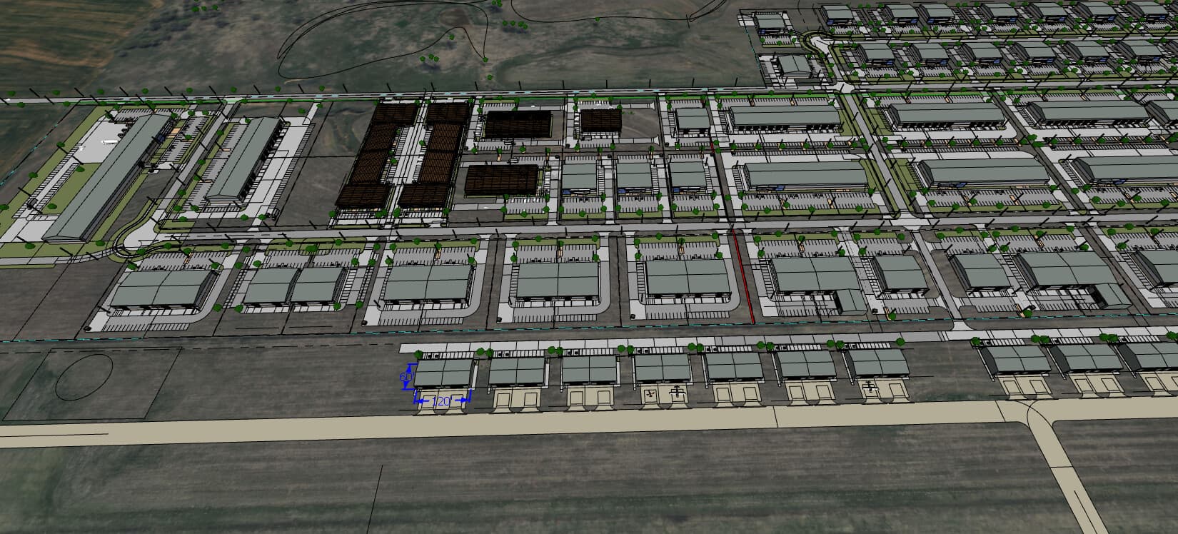 Aerial rendering of the MILHUB campus build-out at Chickasha